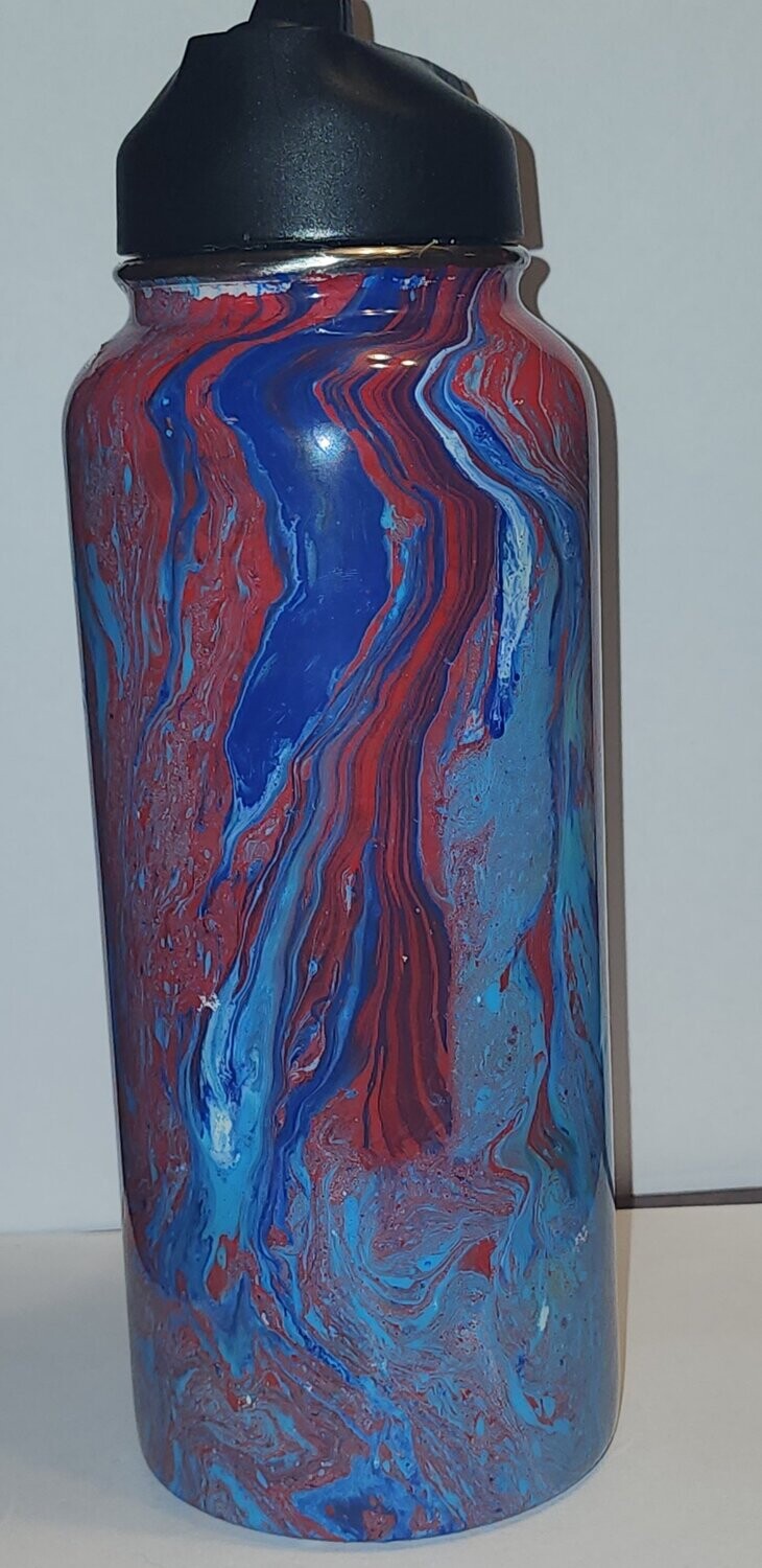 Red and Blue Marble Watter Bottle