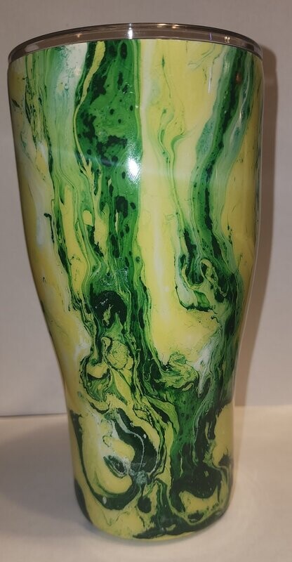 30 oz Green and Yellow Curved Tumbler