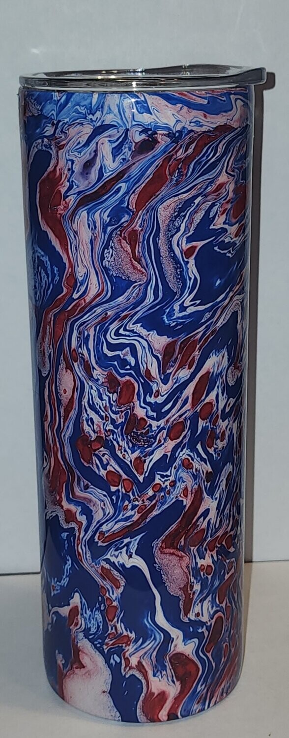 Red White and Blue Marble Swirl tumbler