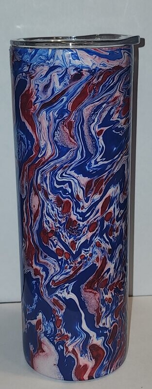 Red White and Blue Marble Swirl tumbler