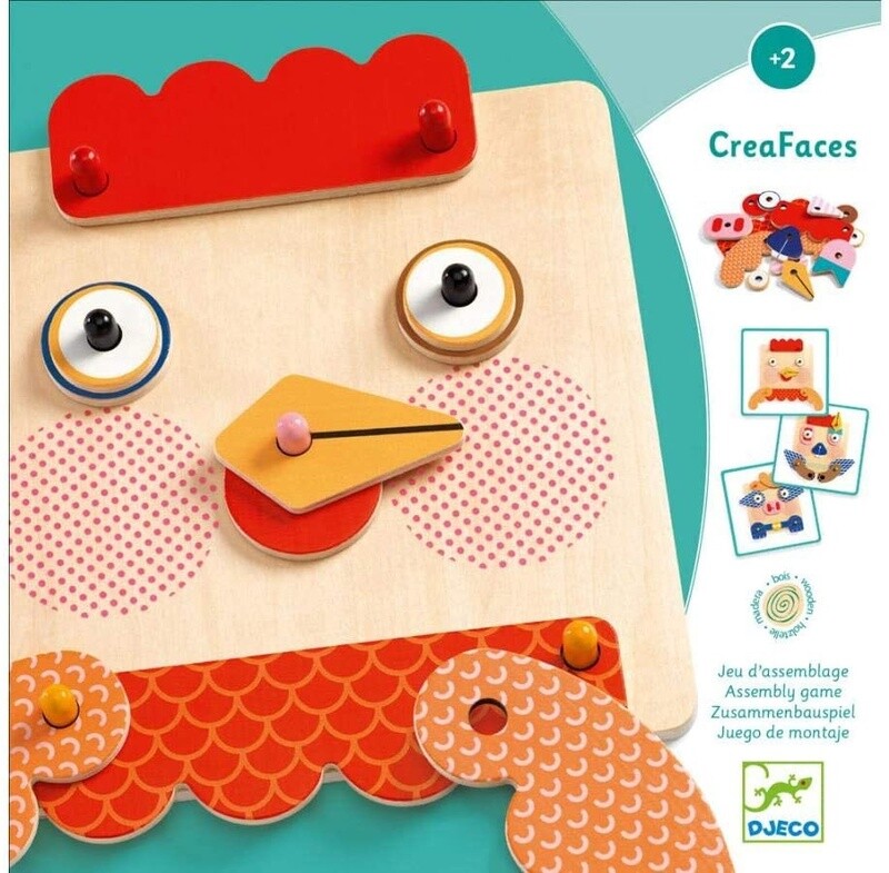 Djeco CreaFaces Make-a-Face Wooden Board