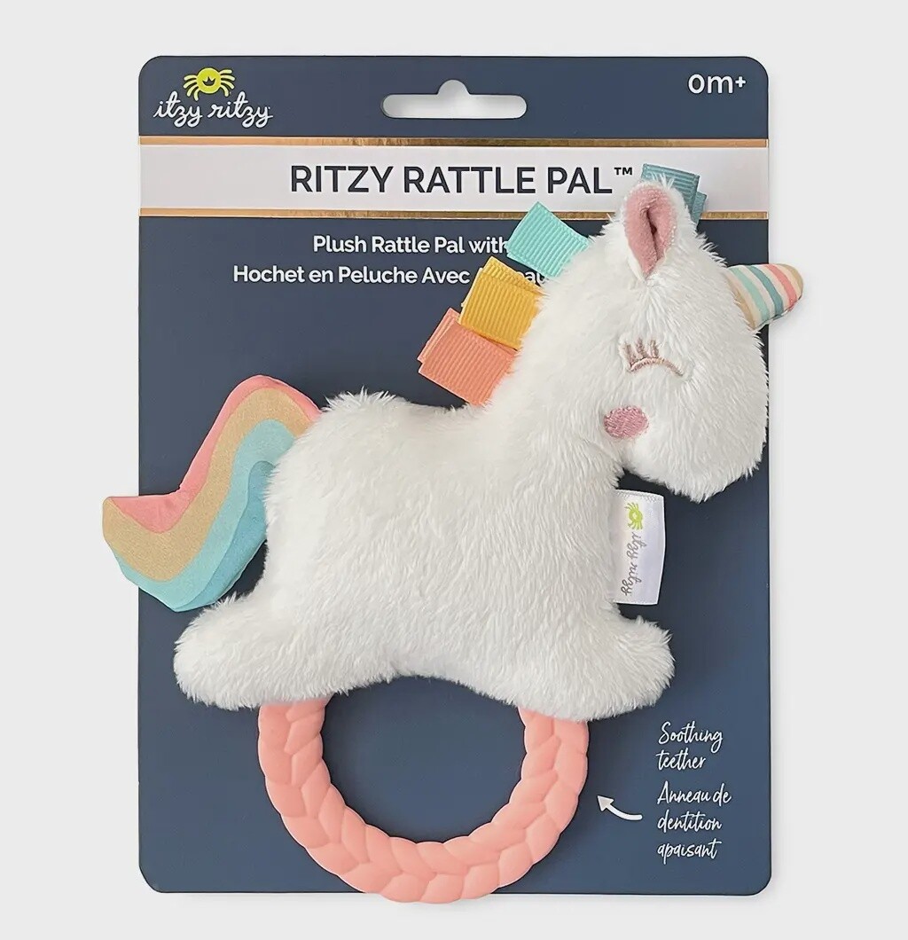 Itzy Ritzy Ritzy Rattle Pal Plush Rattle Pal with Teether (Unicorn)