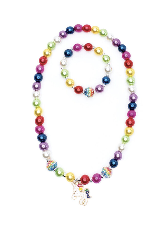 Great Pretenders Gumball Rainbow Necklace Bracelet Set