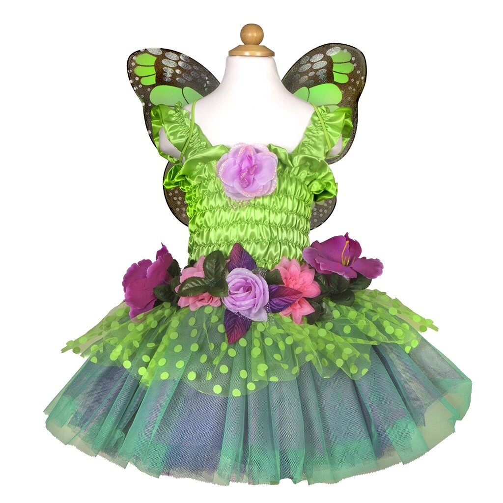 Great Pretenders Green Fairy Blooms Deluxe Dress & Wings (Size 3-4)