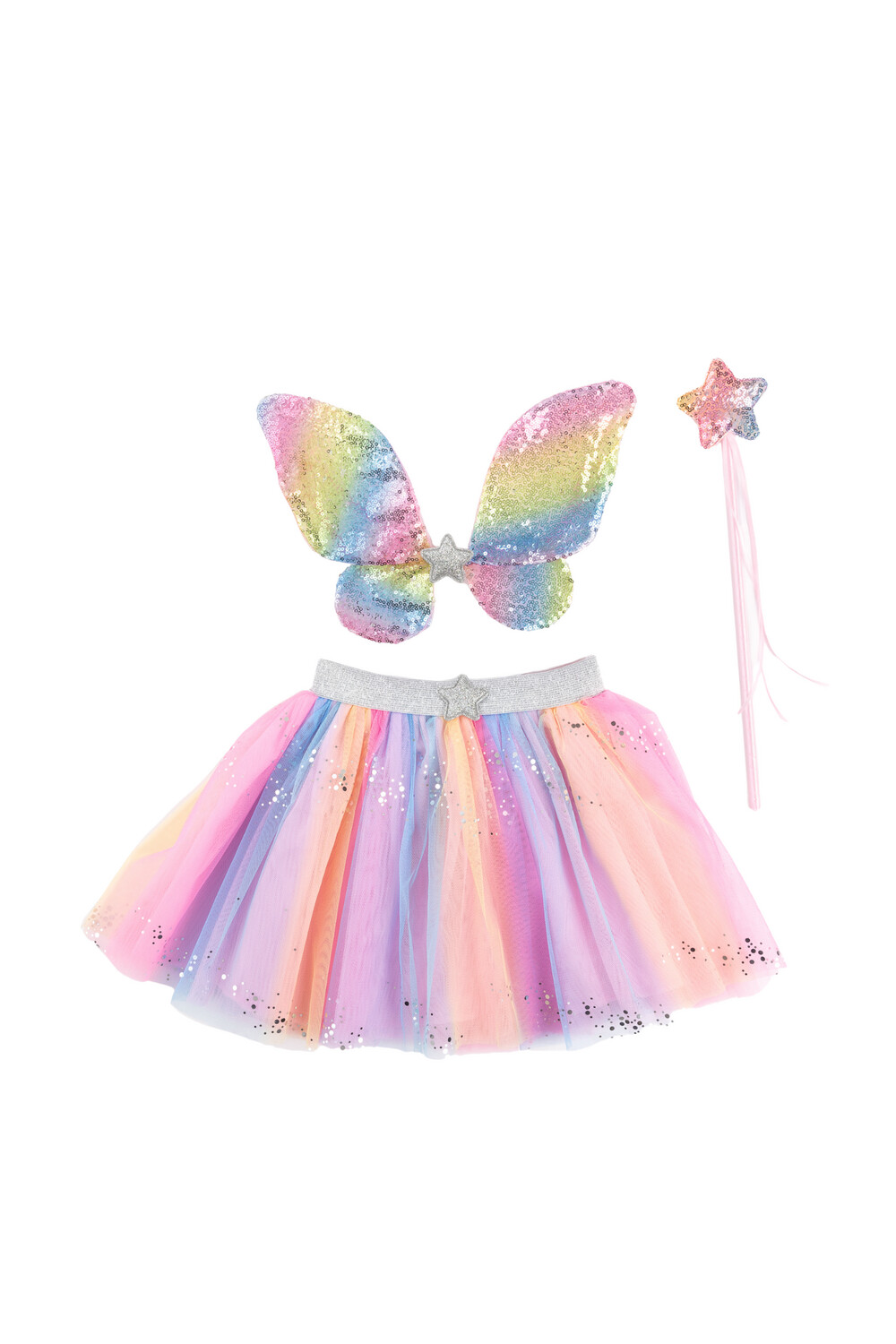 Great Pretenders Rainbow Sequins Skirt & Wand (Size 4-6)