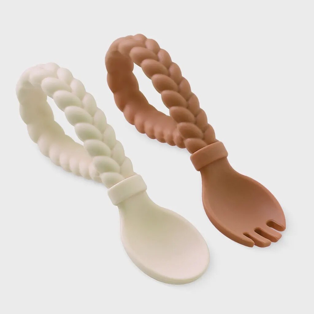 Itzy Ritzy Sweetie Spoons Spoon + Fork Set (Tan)