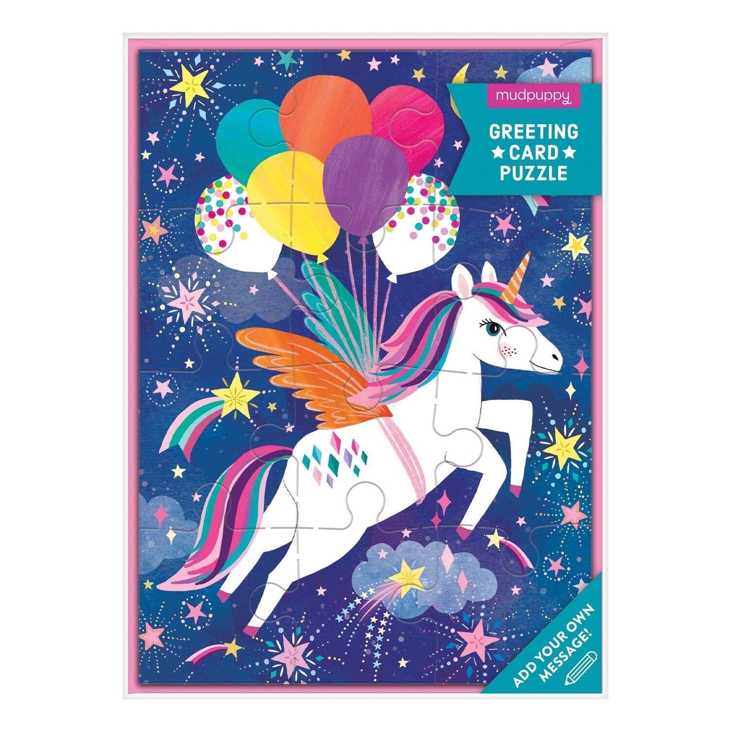 Mudpuppy Greeting Card Puzzle (Unicorn Party)