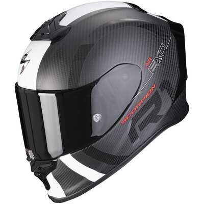 CASCO MOTO SCORPION EXO-R1 AIR CARBON  MG Bianco-Nero