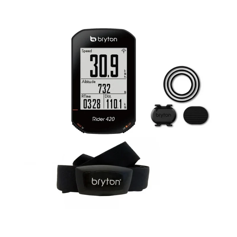 BRYTON Ciclocomputer GPS Rider 420T + Fascia Cardio e Sensore di Cadenza