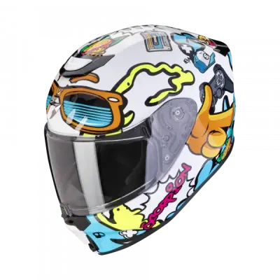 Casco integrale bambino Scorpion EXO JNR FUN Bianco Blu