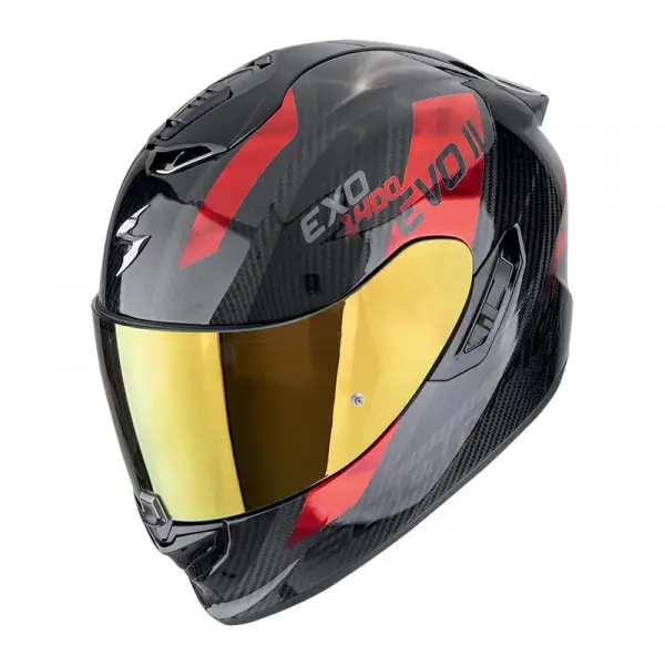 Casco Moto Integrale In Carbonio Scorpion EXO-1400 EVO II CARBON AIR PLATTED Nero Verde