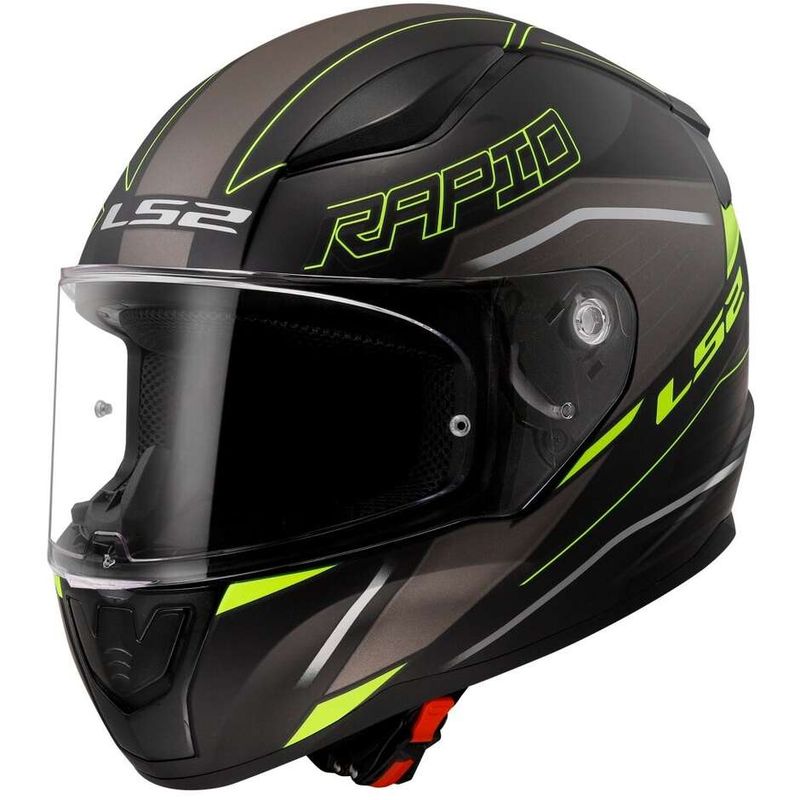Casco Integrale Moto Ls2 FF353 RAPID 2 Rokku Nero Opaco Giallo Fluo