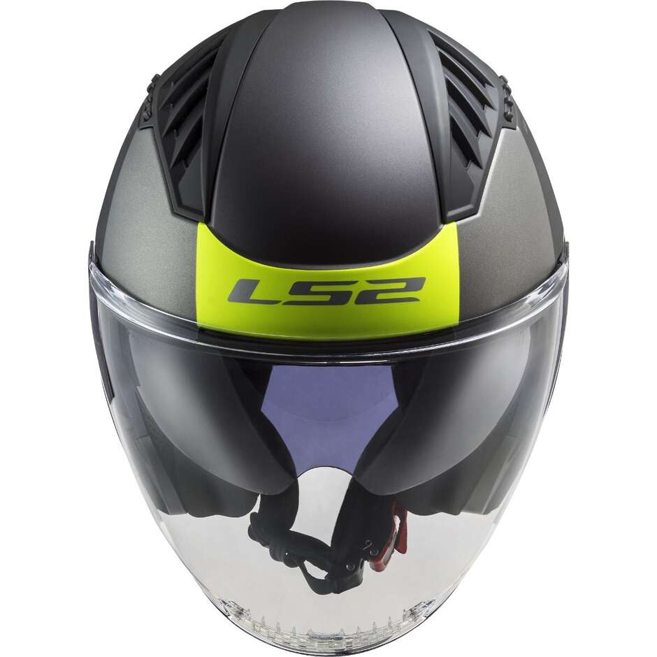 Casco Moto Jet Ls2 OF600 COPTER II URBANE Nero Opaco Giallo Fluo