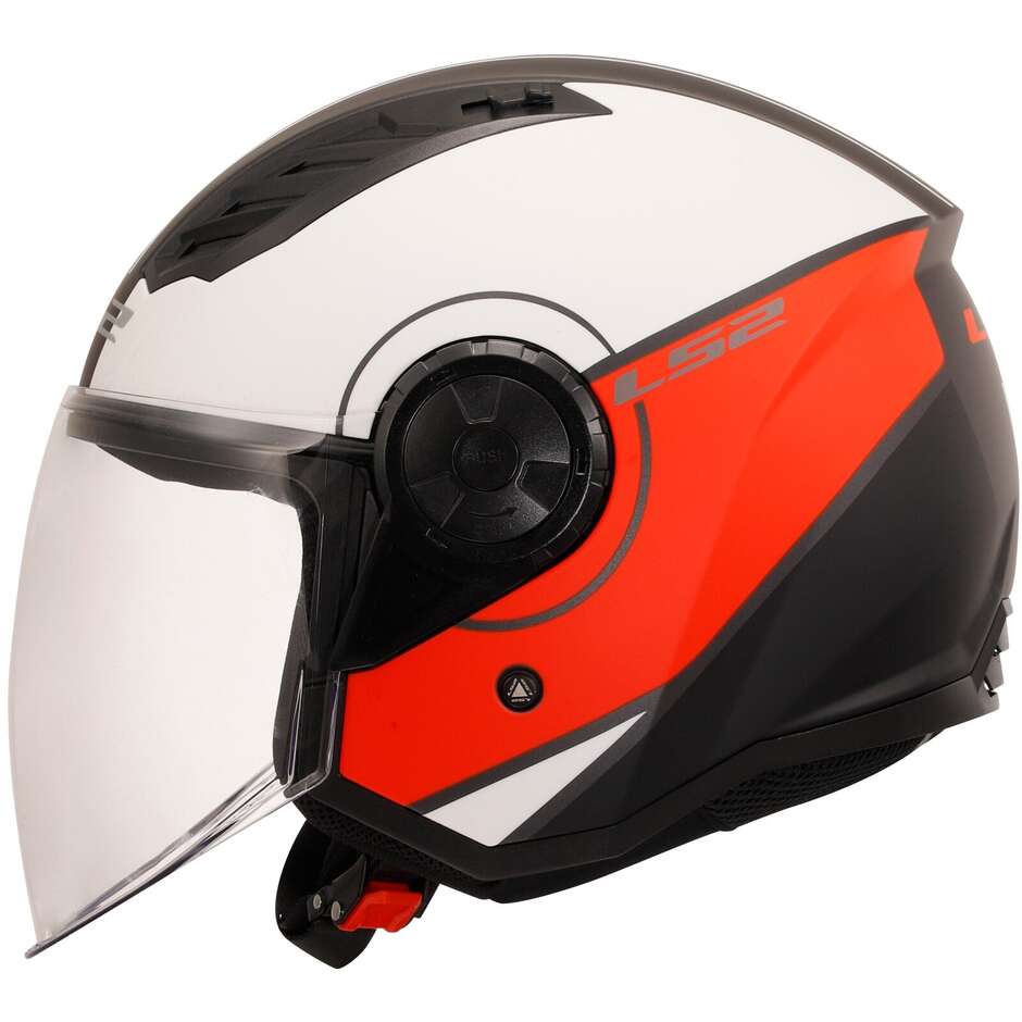 Casco Moto Jet Ls2 OF616 AIRFLOW 2 COVER Bianco Rosso Opaco