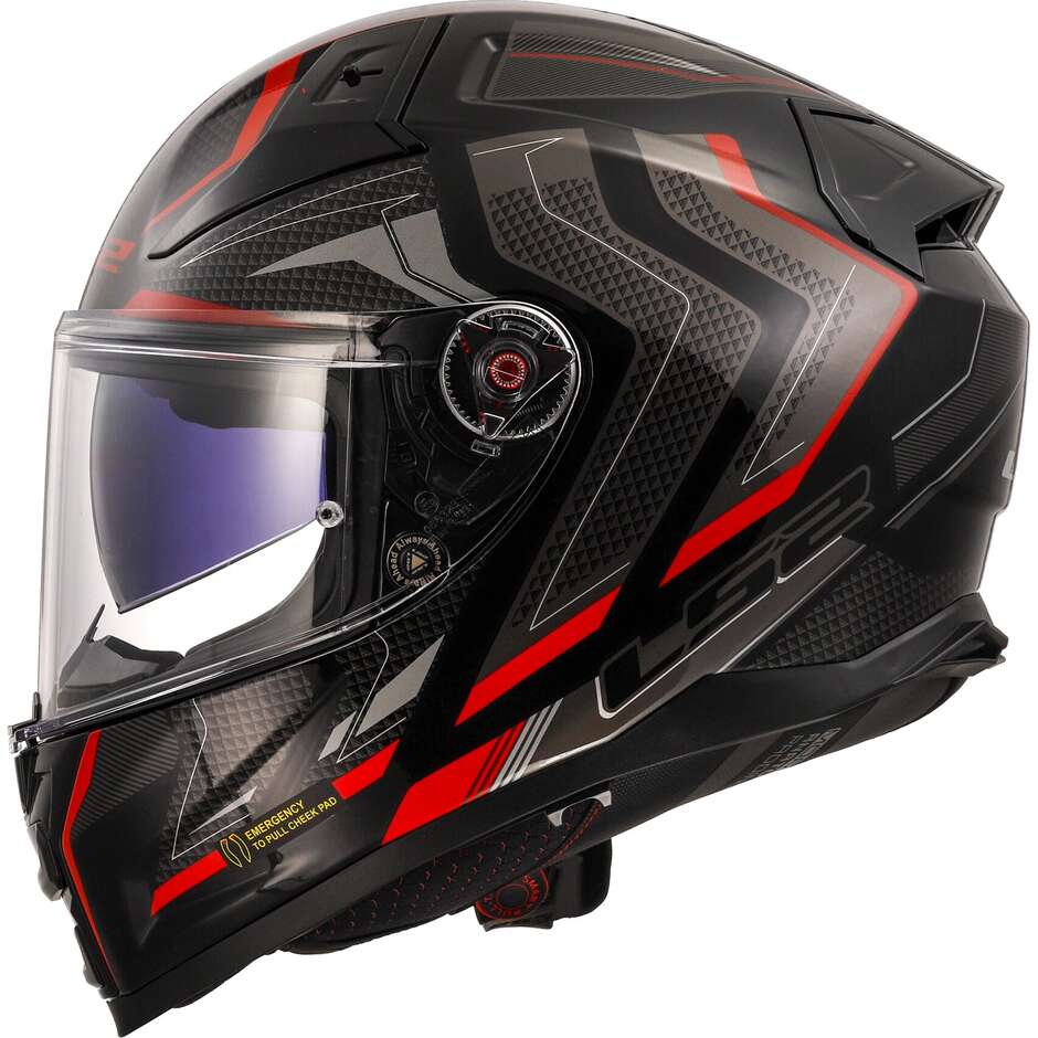 Casco Moto Integrale Ls2 FF811 VECTOR II ALIZER Nero Rosso Metal