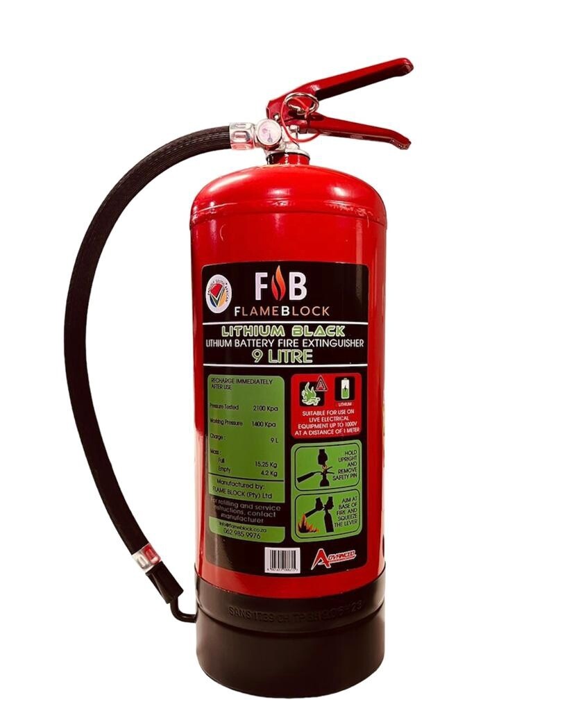 FlameBlock Lithium Battery Fire Extinguisher - 9 Litre FlameBlock Lithium Battery Fire Extinguisher - 9 Litre