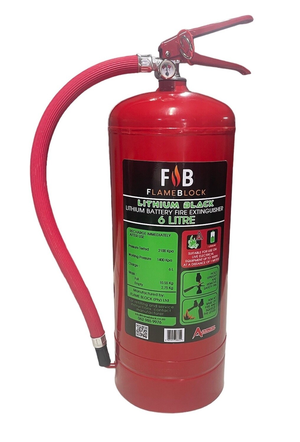 FlameBlock Lithium Battery Fire Extinguisher 6 Litre Store MCI Projects