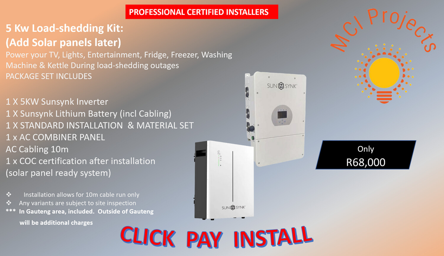 5kW Sunsynk Loadshedding Combo 5kW Sunsynk Loadshedding Combo