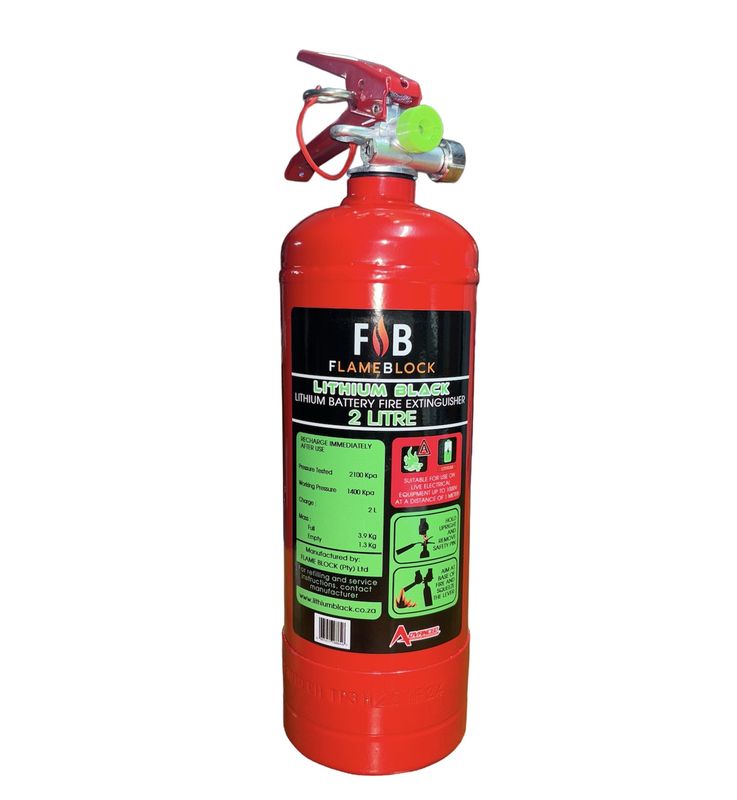 FlameBlock Lithium Battery Fire Extinguisher - 2 Litre