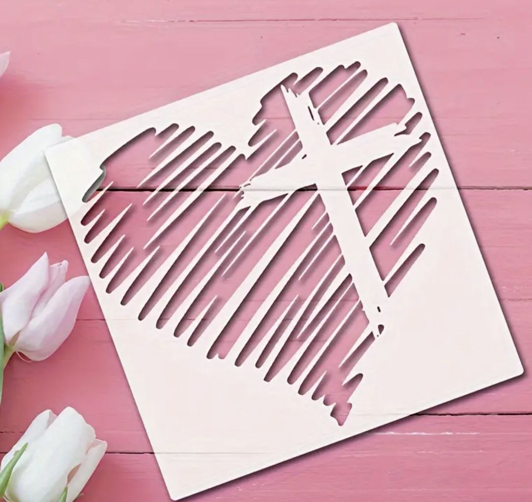 Heart And Cross Stencil - 30 x 30 cm