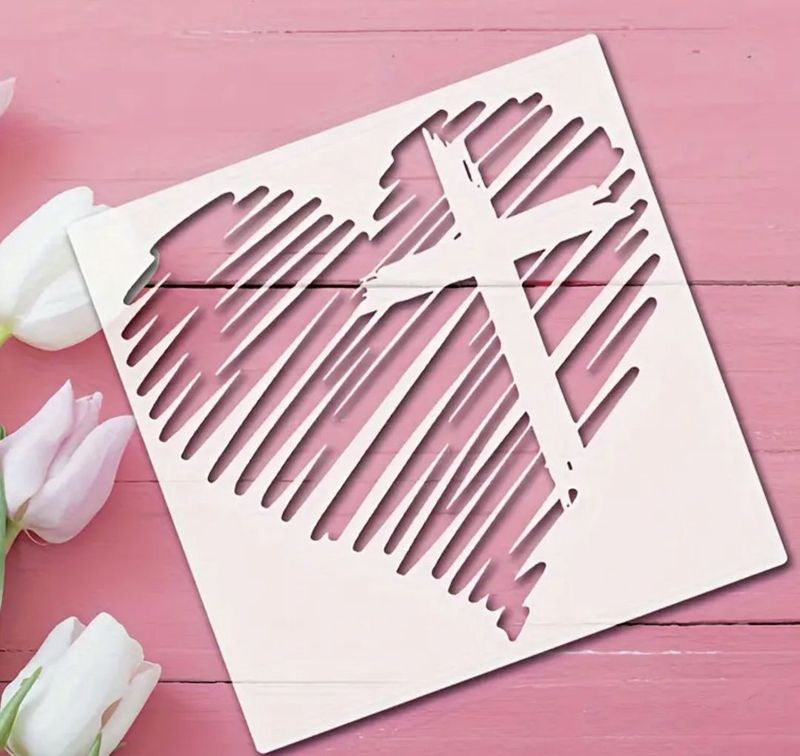 Heart And Cross Stencil - 30 x 30 cm