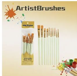 10pcs Vibrant Nylon Bristle Paint Brush Set Mint Green