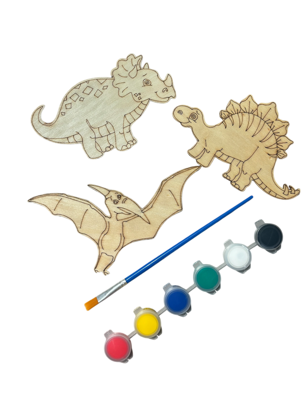 Paint Your Own - Dinosaur - 3 Creations Wood Paint Craft Kit For Kids