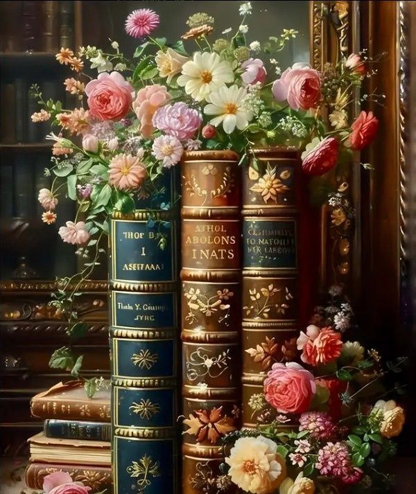 DIY Paint by numbers - Books and Flowers - 50 x 40 cm