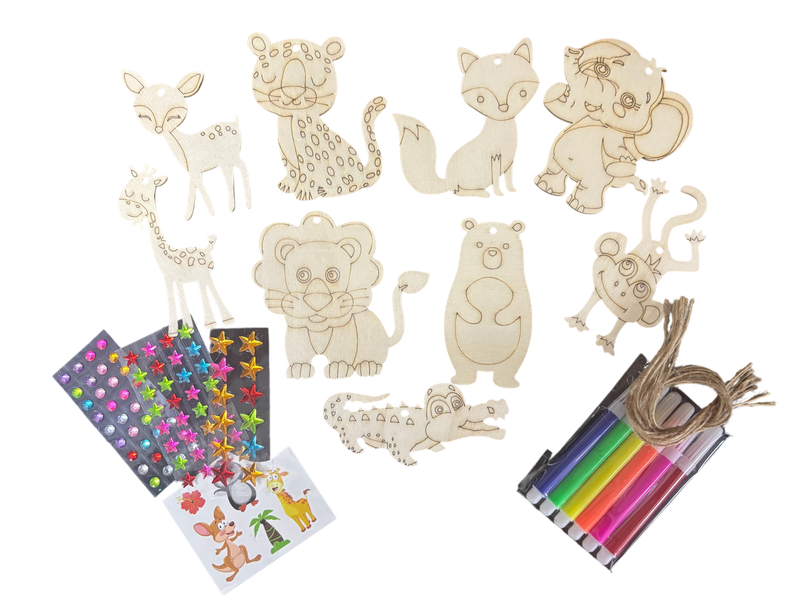 Paint Your Own - Wild Animals - 9 Creations Wood Craft Kit For Kids
