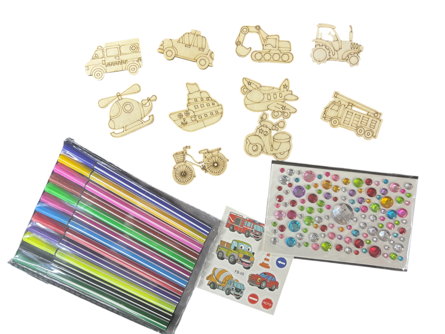 Paint Your Own - Transport - 10 Creations Wood Craft Kit For Kids Paint Your Own - Transport - 10 Creations Wood Craft Kit For Kids
