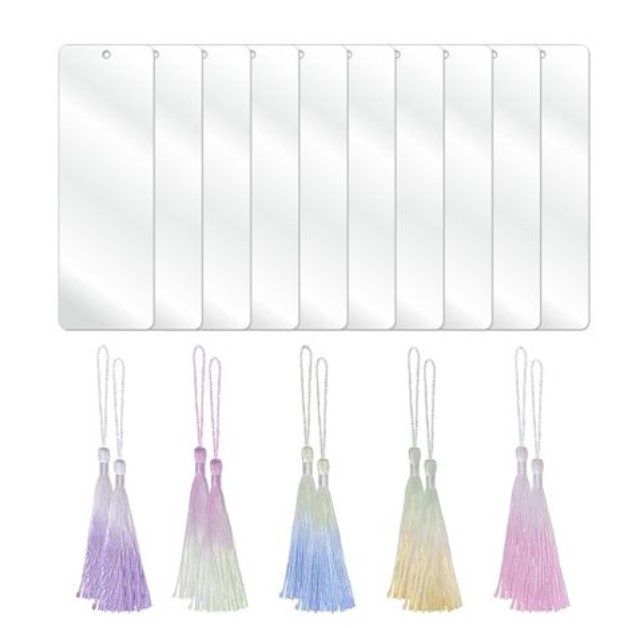 Premium Clear Acrylic Bookmark & Ombre Tassel Set Premium Clear Acrylic Bookmark & Ombre Tassel Set