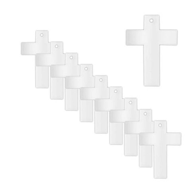 Cross Shaped Clear Acrylic Blank Keyring Cross Shaped Clear Acrylic Blank Keyring