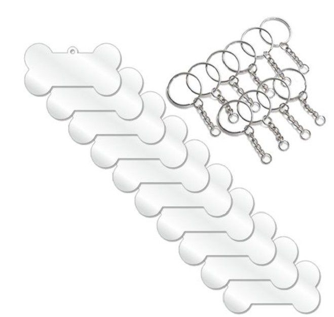 Dog Bone Clear Acrylic Blank Keyring with Keychains Dog Bone Clear Acrylic Blank Keyring with Keychains