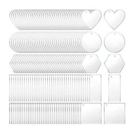 200-Piece Customizable Acrylic Keychain Blanks - Clear 200-Piece Customizable Acrylic Keychain Blanks - Clear
