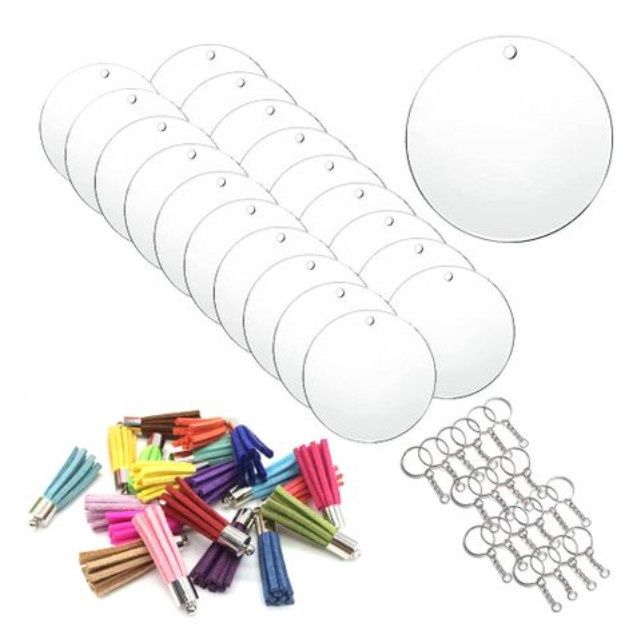Modern Luxury Clear Acrylic Blank Round Keyring Tassel Kit Modern Luxury Clear Acrylic Blank Round Keyring Tassel Kit