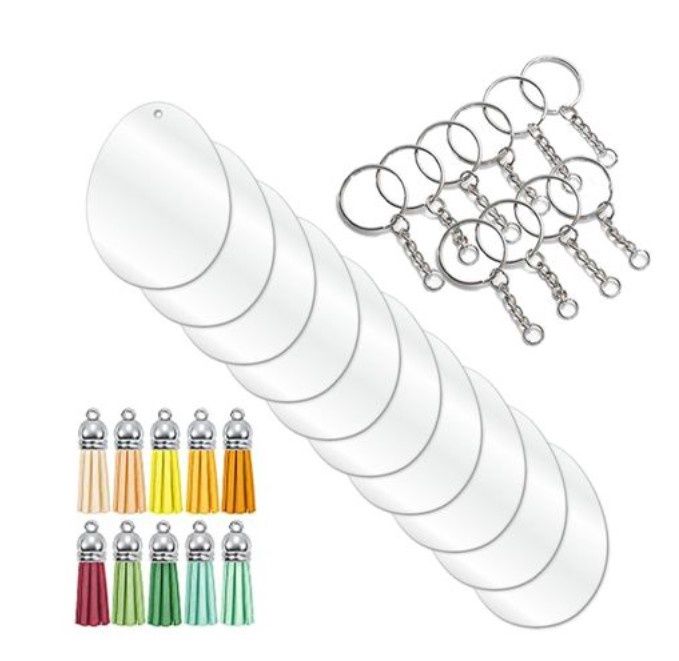 Easter Egg Clear Acrylic Blank Keyring Tassel Kit Easter Egg Clear Acrylic Blank Keyring Tassel Kit