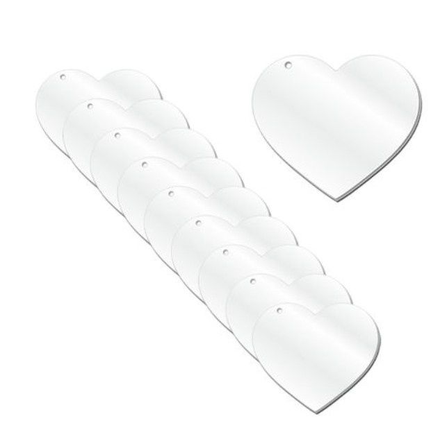 5cm Clear Acrylic Blank Heart Keyring 5cm Clear Acrylic Blank Heart Keyring