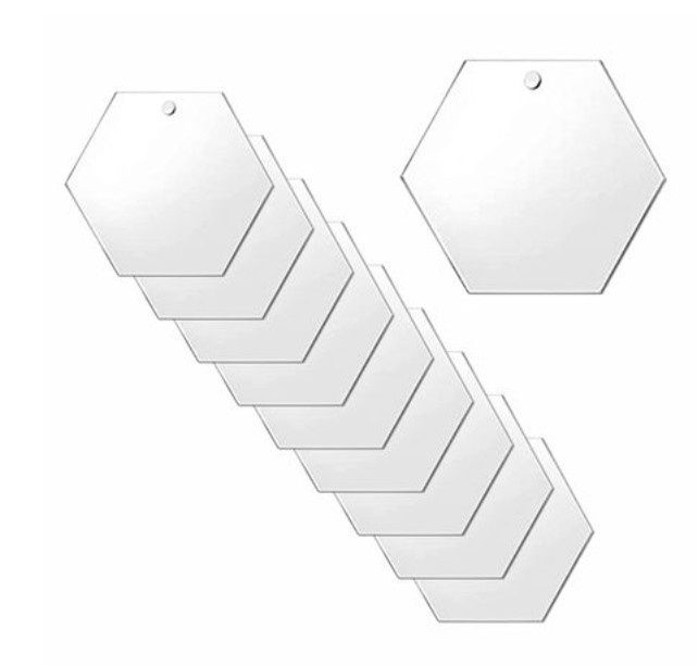 5cm Clear Acrylic Blank Hexagon Keyring 5cm Clear Acrylic Blank Hexagon Keyring