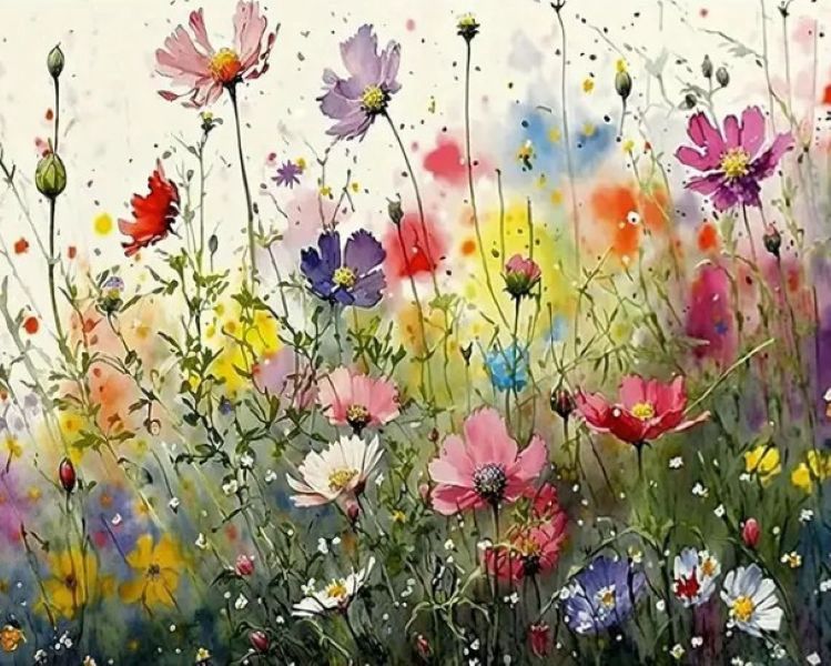 Paint by numbers - Colourful Cosmos Field - 40x50cm