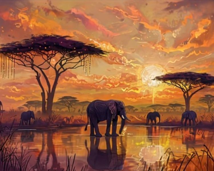 Paint by numbers - African Elephant - 40x50cm