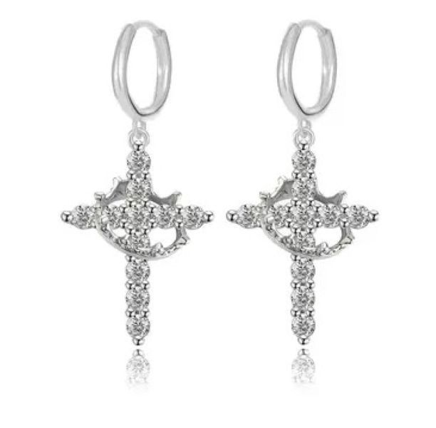 Rotating crown on Cross earrings
