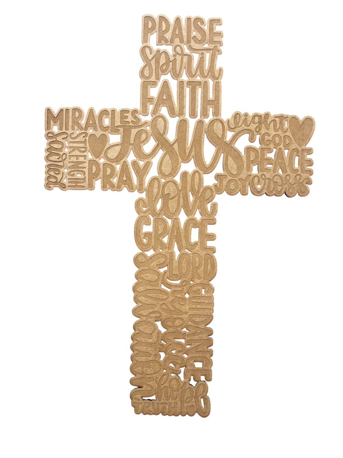 Handcrafted Christian Word Art Wall Cross, Wooden Handcrafted Christian Word Art Wall Cross, Wooden