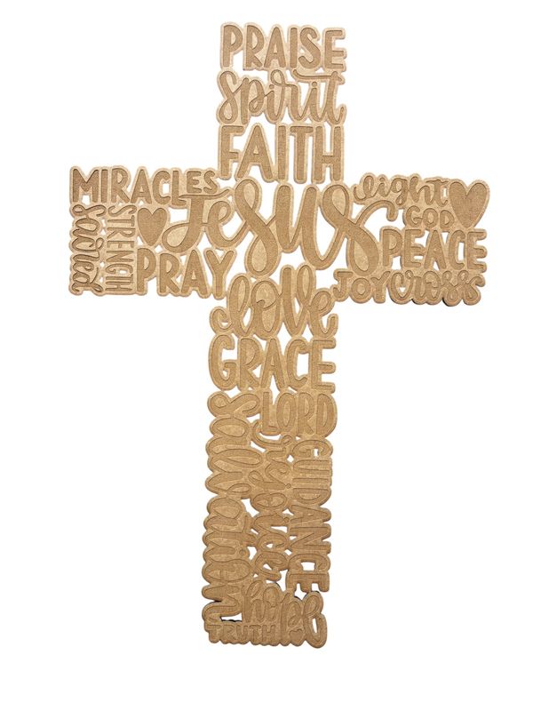 Handcrafted Christian Word Art Wall Cross, Wooden Handcrafted Christian Word Art Wall Cross, Wooden