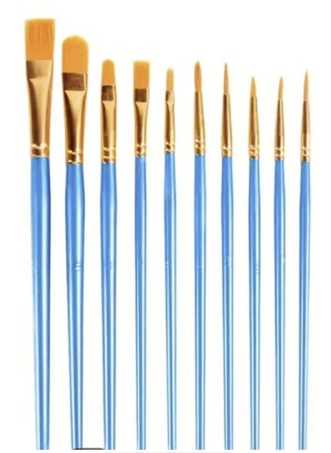 10pcs Vibrant Nylon Bristle Paint Brush Set Blue 10pcs Vibrant Nylon Bristle Paint Brush Set Blue