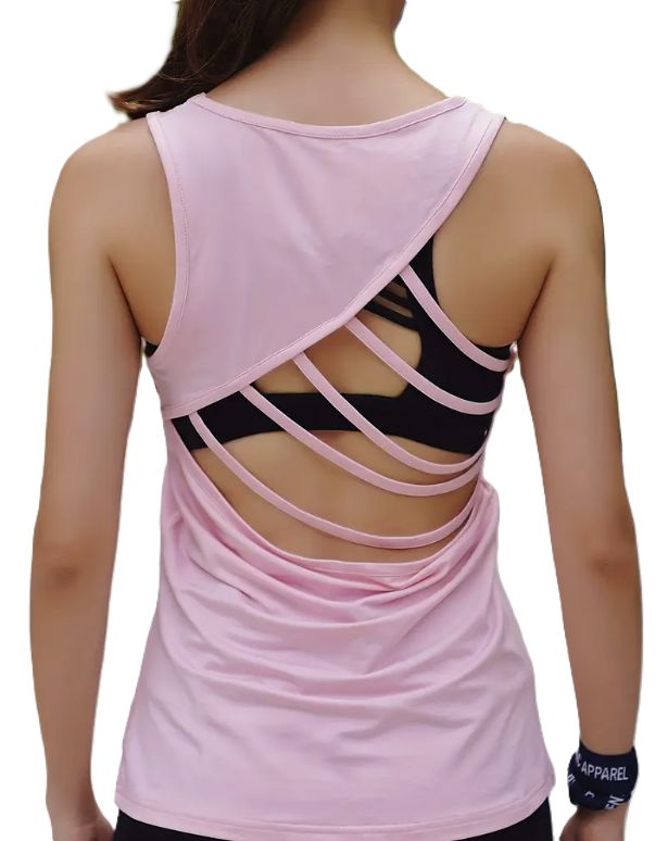 Ladies Cut out Back Tank top, Colour: Pink, Size: Small