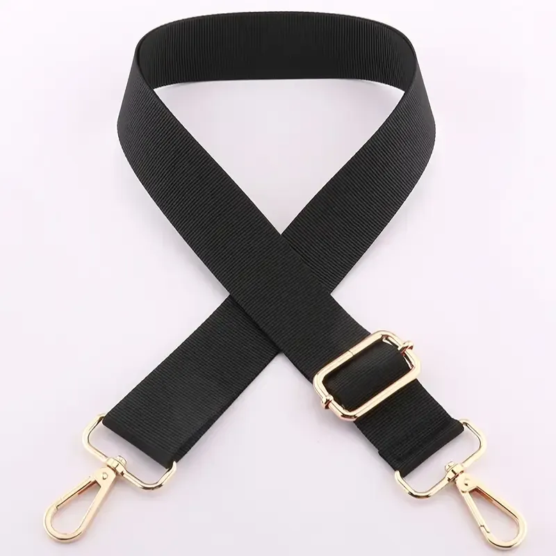 Bag strap Crossbody plain with gold clasps Bag strap Crossbody plain with gold clasps, Colour: Black