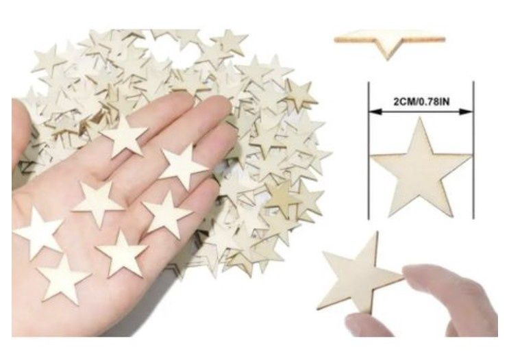 100pcs Unfinished Wooden stars confetti