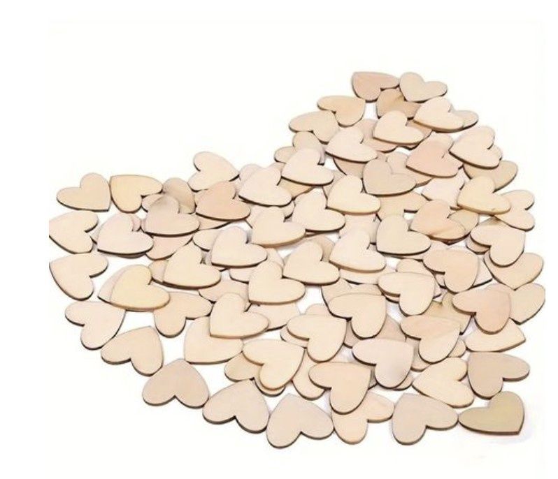 100 Pcs wooden unfinished hearts confetti 100 Pcs wooden unfinished hearts confetti
