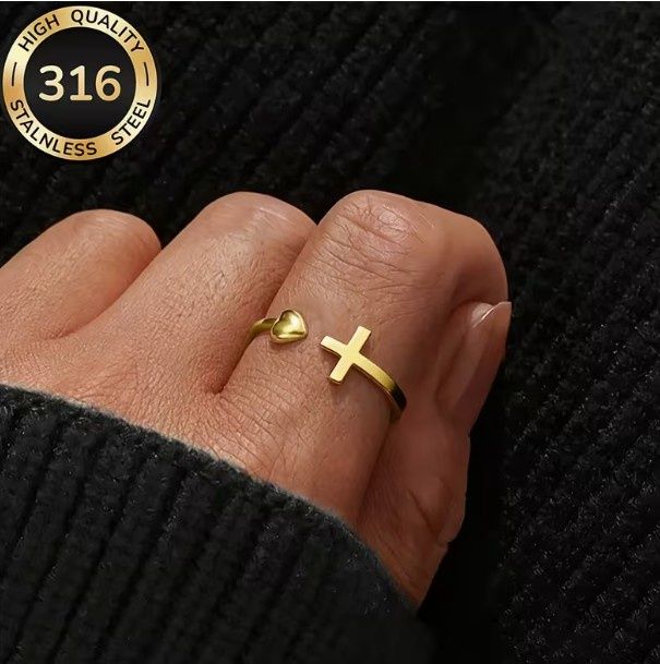Adjustable Heart Cross Wrap Ring Adjustable Heart Cross Wrap Ring
