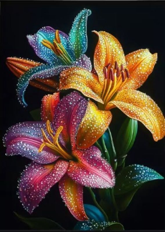 5D Diamond Dot - Beautiful Lilies - 30x40cm